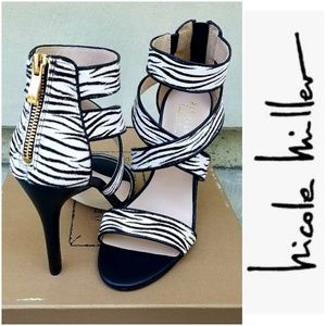 Sexy Zebra Print Nicole Miller Strappy Sandals